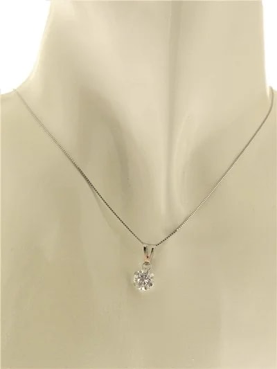 Collana Catenina Pendente Punto Luce Donna Oro Bianco 18 Kt Carati Ct 750 1,25 Gr - immagine 2