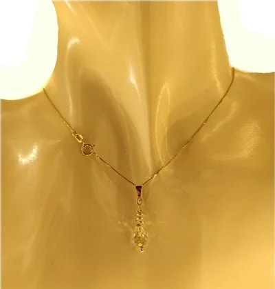 Collana Catenina Pendente Punto Luce Donna Oro Giallo 18 Kt Carati Ct 750 1,30Gr - immagine 2