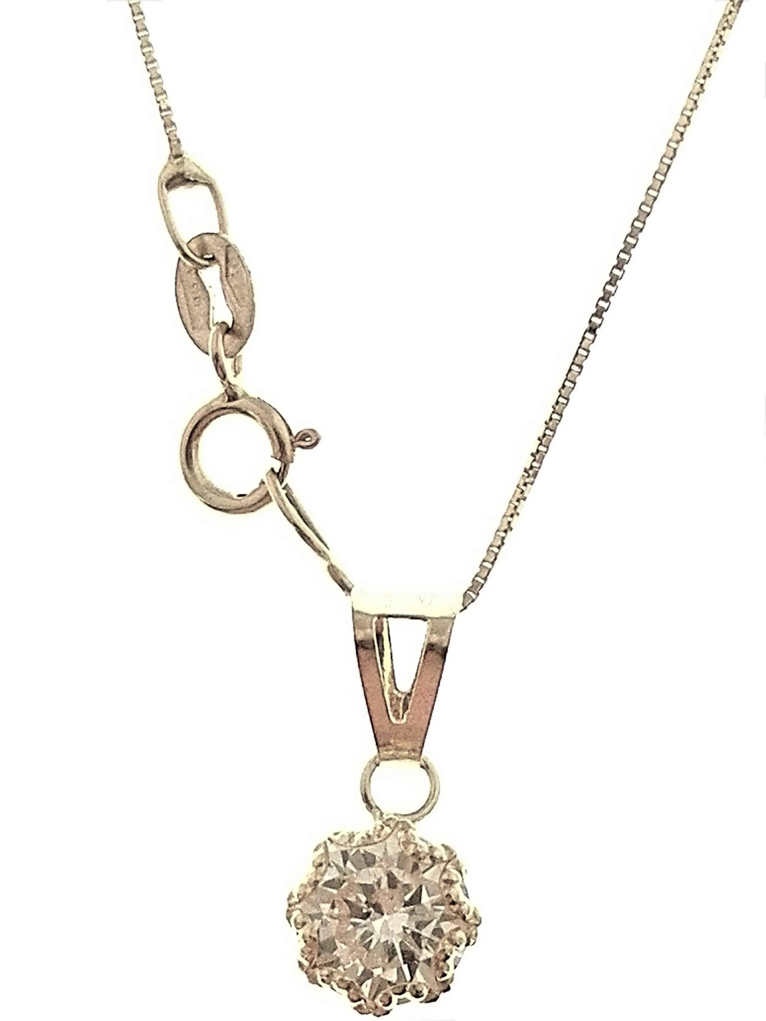 Collana Catenina Pendente Punto Luce Solitario Donna Oro Bianco 18 kt Carati 750