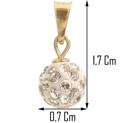 Collana Catenina Pendente Sfera Donna Oro Giallo 18 Kt Carati Ct 750 1,35 Gr