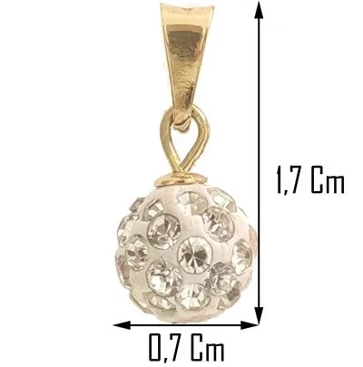 Collana Catenina Pendente Sfera Donna Oro Giallo 18 Kt Carati Ct 750 1,35 Gr