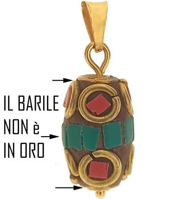 Collana Catenina Pendente Stile Tibetano Donna Oro Giallo 18 Kt Carati Ct 750 - immagine 2