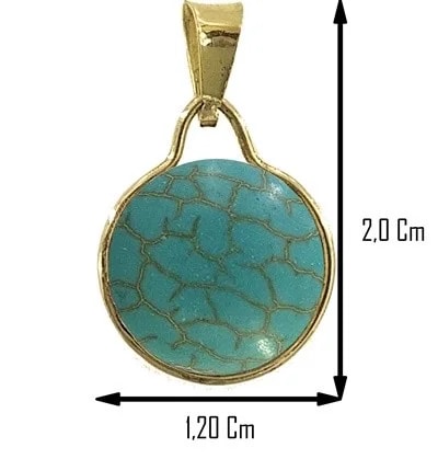 Collana Catenina Pendente Turchese Donna Oro Giallo 18 Kt Carati 750 1,70 Gr - immagine 3