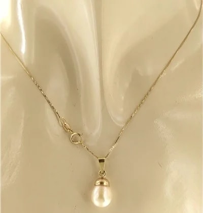 Collana catenina Perla Goccia Donna Oro Giallo 18 Kt Carati Ct 750 1,95 Gr - immagine 3