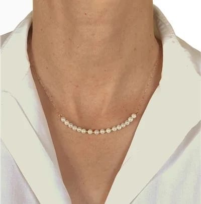 Collana Catenina Perle Girocollo Oro Giallo 18 Kt Carati Ct 750 2,50 Gr Donna 47Cm