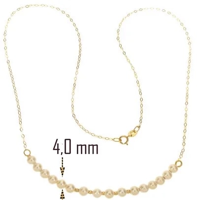 Collana Catenina Perle Girocollo Oro Giallo 18 Kt Carati Ct 750 2,50 Gr Donna 47Cm - immagine 4