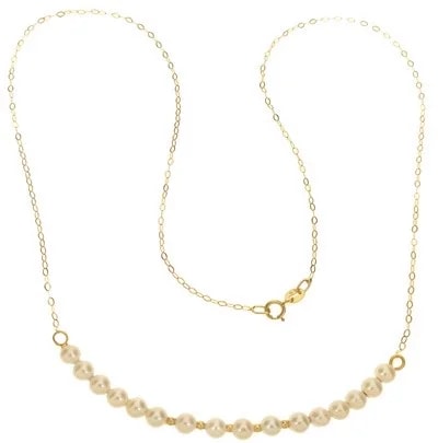 Collana Catenina Perle Girocollo Oro Giallo 18 Kt Carati Ct 750 2,50 Gr Donna 47Cm - immagine 2