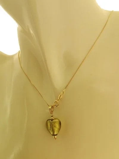 collana catenina Solitario Cuore oro Giallo Donna 18 Kt Carati 750 2,55 Gr
