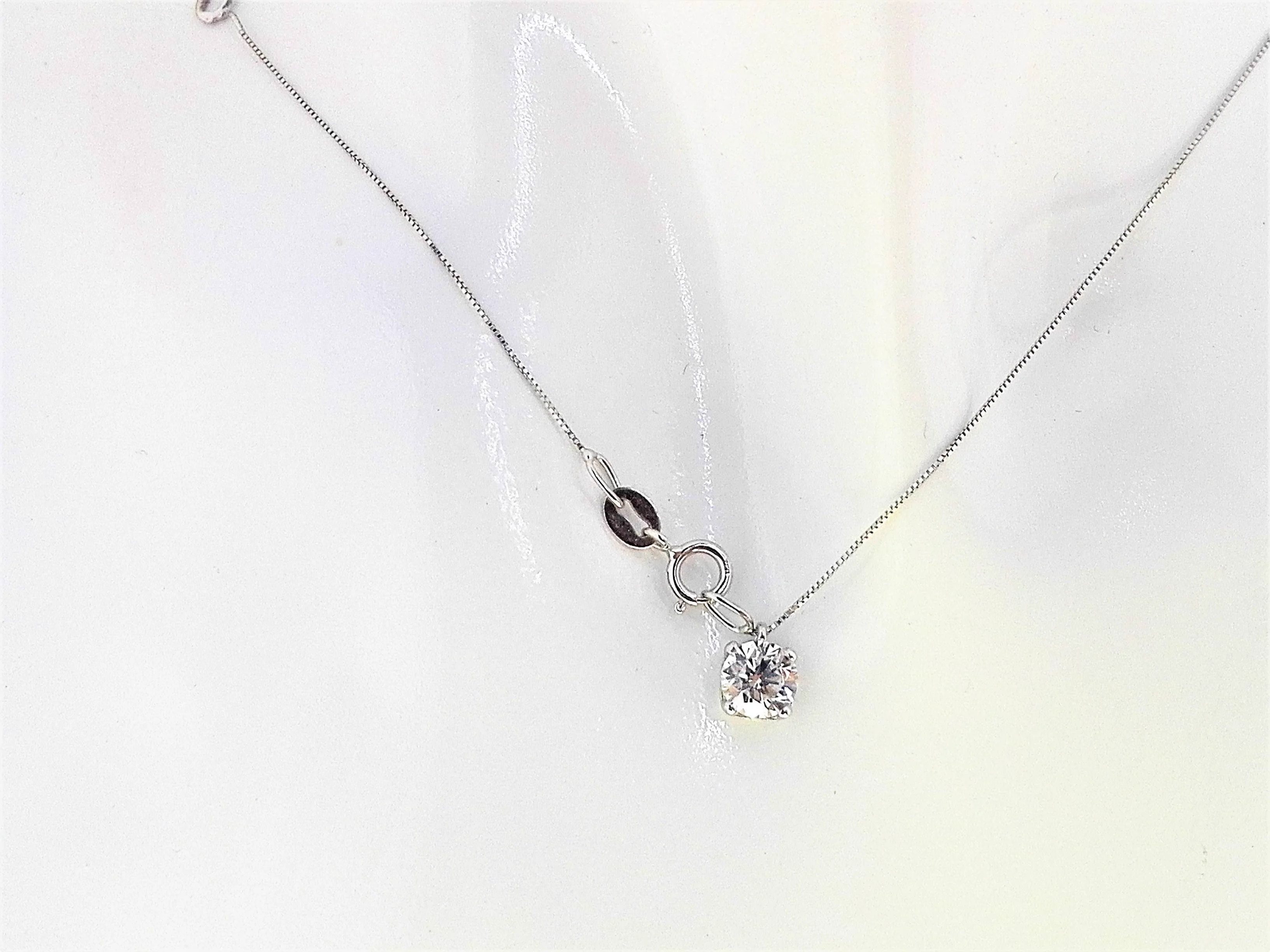 Collana Catenina Solitario Punto Luce Donna Oro Bianco 18 Kt Carati Ct 750 - immagine 2
