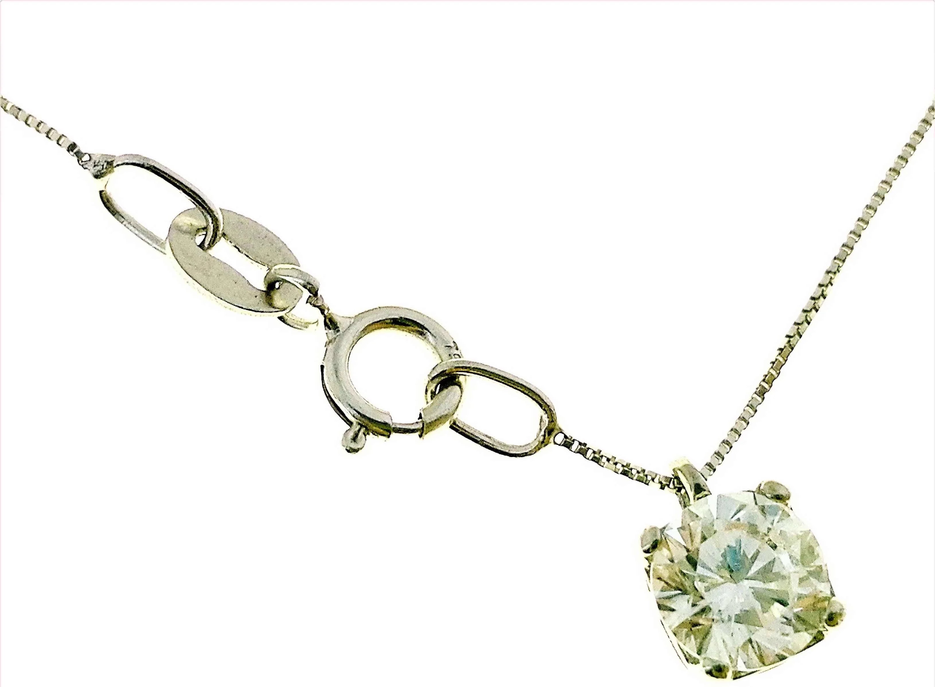 Collana Catenina Solitario Punto Luce Donna Oro Bianco 18 Kt Carati Ct 750