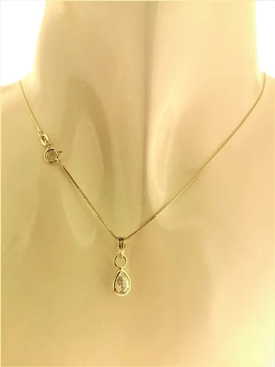 Collana Catenina Solitario Punto Luce Donna Oro Giallo 18 Kt Carati Ct 750 1,3Gr - immagine 2