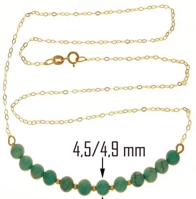Collana Catenina Turchese Girocollo Oro Giallo 18 Kt Carati Ct 750 2,50 Gr Donna 47Cm - immagine 4
