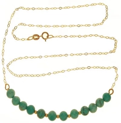 Collana Catenina Turchese Girocollo Oro Giallo 18 Kt Carati Ct 750 2,50 Gr Donna 47Cm - immagine 2