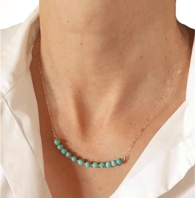 Collana Catenina Turchese Girocollo Oro Giallo 18 Kt Carati Ct 750 2,50 Gr Donna 47Cm - immagine 3