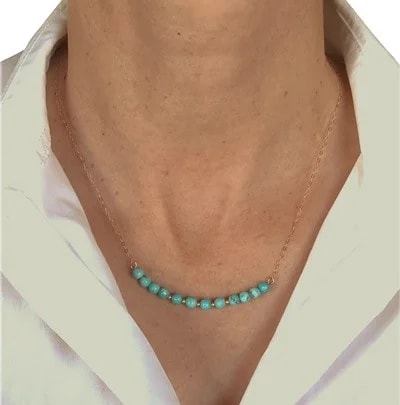 Collana Catenina Turchese Girocollo Oro Giallo 18 Kt Carati Ct 750 2,50 Gr Donna 47Cm