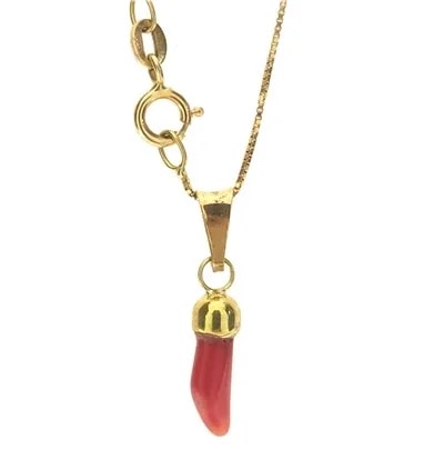 Collana Catenina Unisex Cornetto Uomo Donna Oro Giallo 18 Kt Carati 750 1,15 Gr