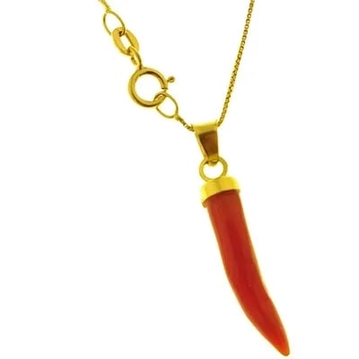 Collana Catenina Unisex Cornetto Uomo Donna Oro Giallo 18 Kt Carati 750 1,30 Gr