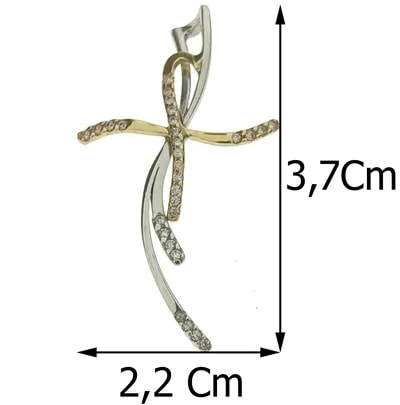 Collana Catenina Veneziana Croce Donna Oro Bianco e Giallo 18 kt Carati Ct 750 3,20 Gr - immagine 2