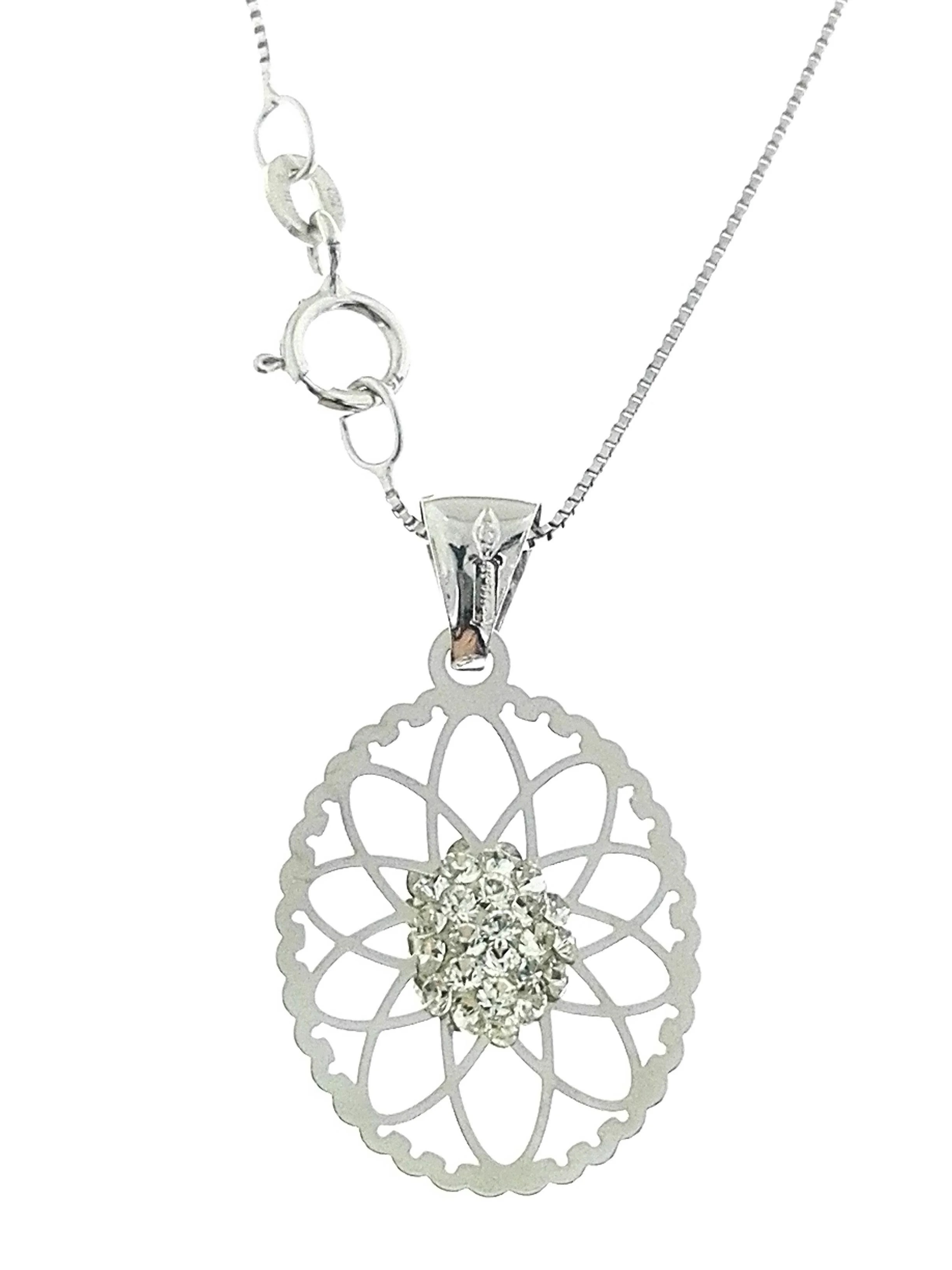 Collana Catenina Veneziana Pendente Donna Oro Bianco 18 Kt Carati 750 1,30 Gr