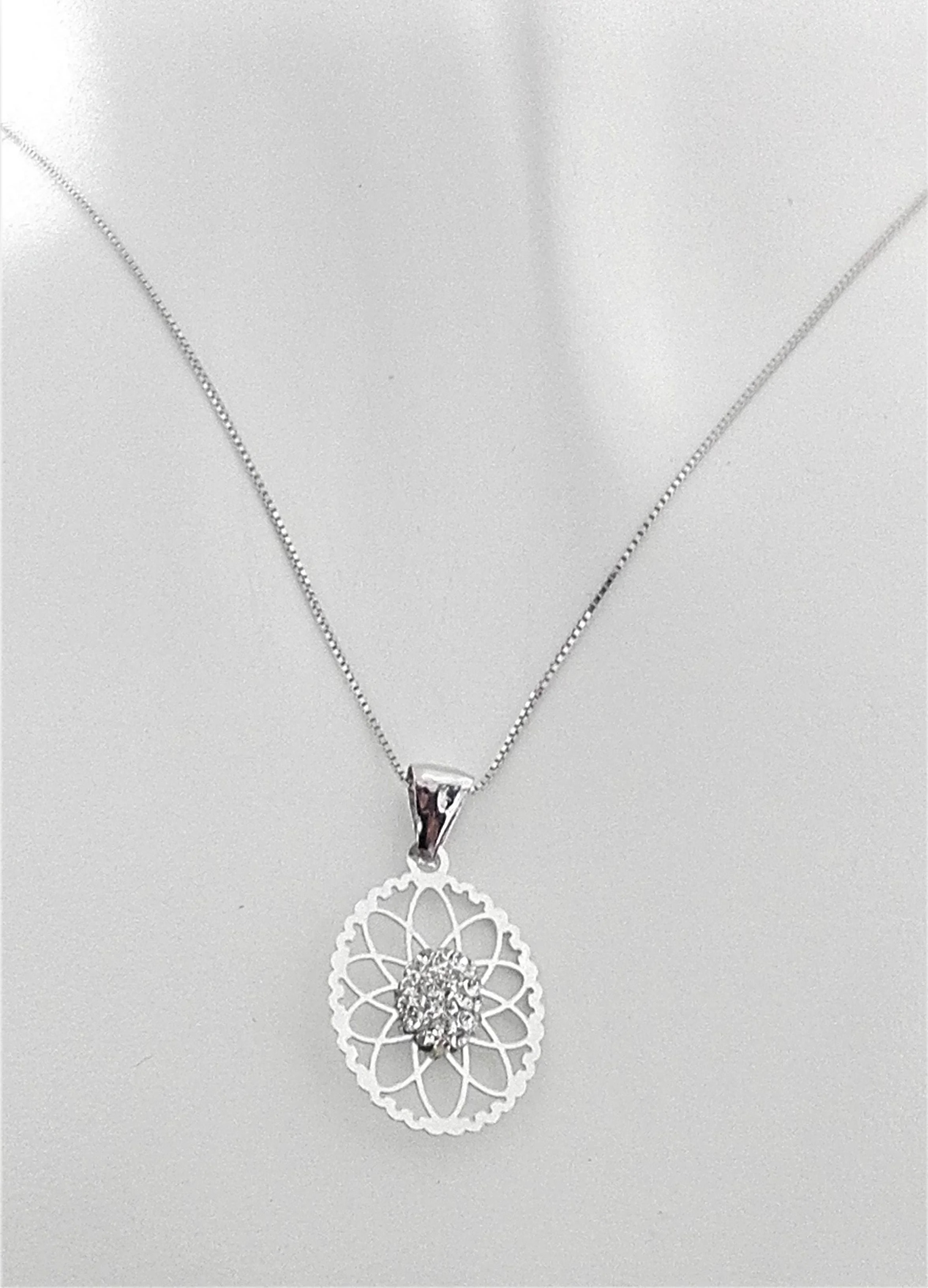 Collana Catenina Veneziana Pendente Donna Oro Bianco 18 Kt Carati 750 1,30 Gr - immagine 2