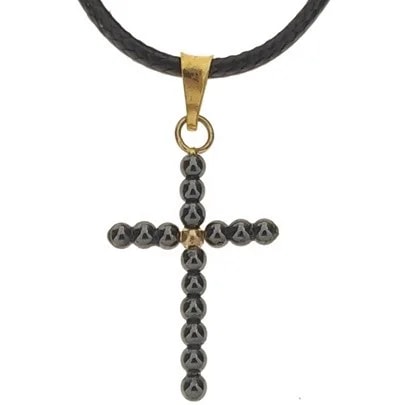 Collana Ciondolo Pendente Croce Uomo Donna Oro Giallo 18 Kt Carati Ct 750 0,7 Gr