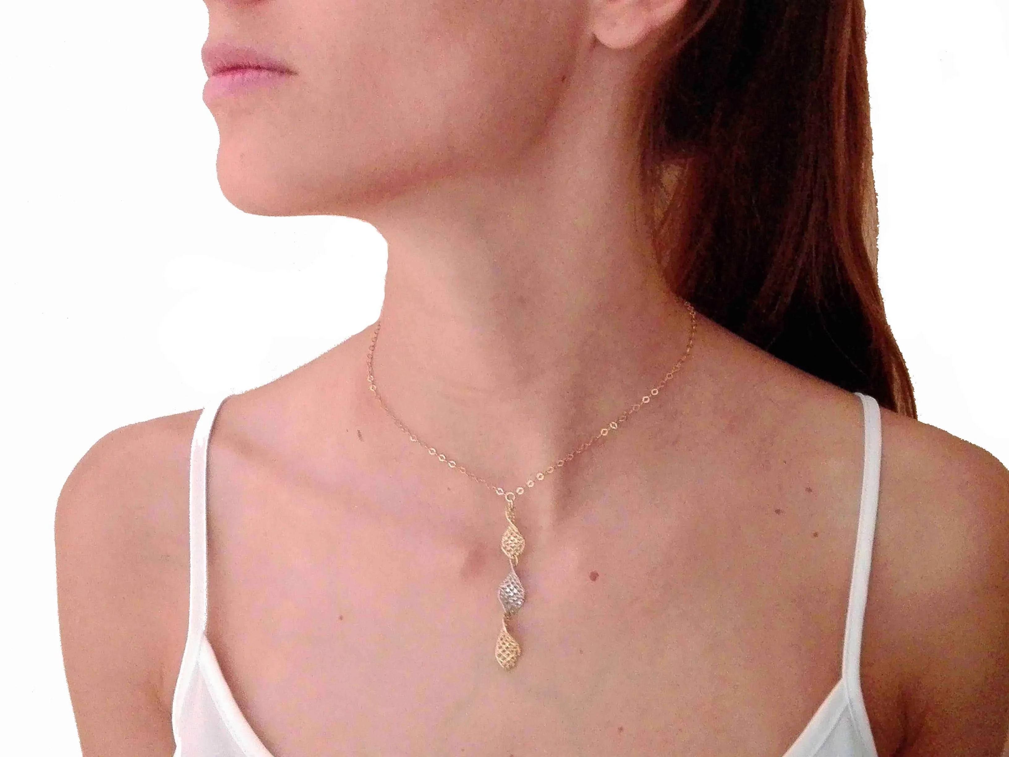 Collana Collier Girocollo Donna Oro Giallo Bianco 18 Kt Carati Ct 750 5,60 Gr - immagine 2
