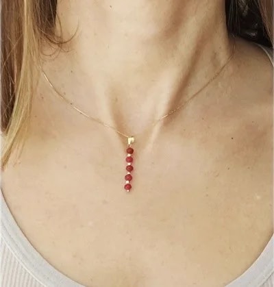 Collana con Rubini Donna Oro Giallo 18 Kt Carati 750 - immagine 2