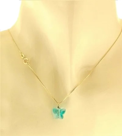 Collana Della Fortuna oro Giallo Donna 18 Kt Carati Ct 750 Farfalla