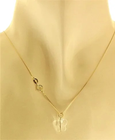 Collana Della Fortuna oro Giallo Donna 18 Kt Carati Ct 750 Farfalla - immagine 3