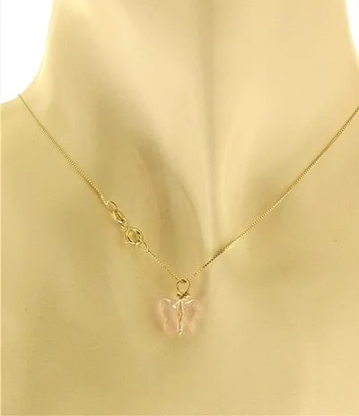 Collana Della Fortuna oro Giallo Donna 18 Kt Carati Ct 750 Farfalla - immagine 4