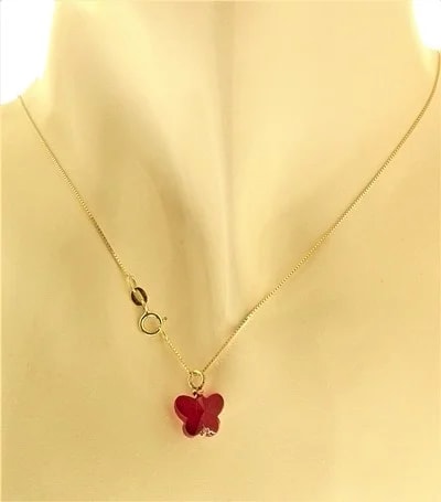Collana Della Fortuna oro Giallo Donna 18 Kt Carati Ct 750 Farfalla - immagine 8
