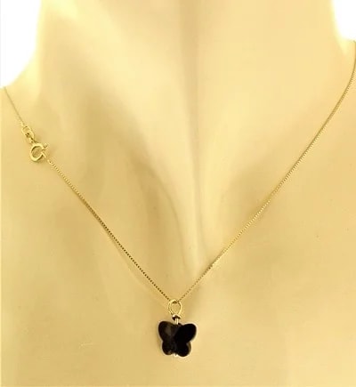 Collana Della Fortuna oro Giallo Donna 18 Kt Carati Ct 750 Farfalla - immagine 9