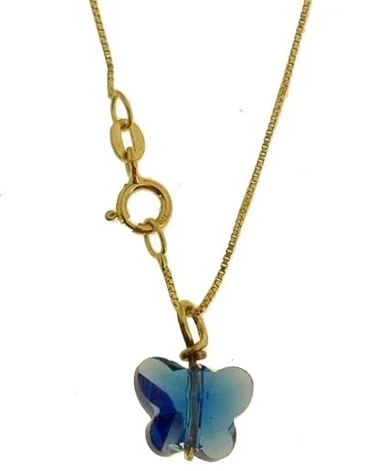 Collana Della Fortuna oro Giallo Donna 18 Kt Carati Ct 750 Farfalla - immagine 13