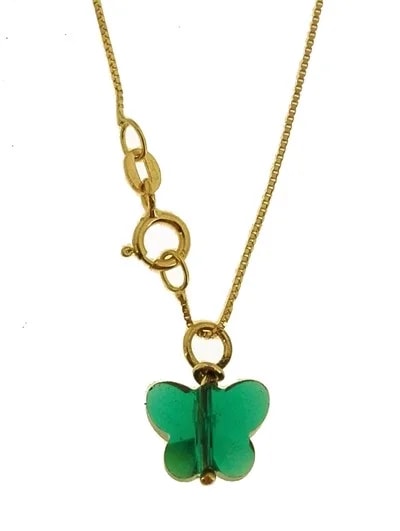 Collana Della Fortuna oro Giallo Donna 18 Kt Carati Ct 750 Farfalla - immagine 14