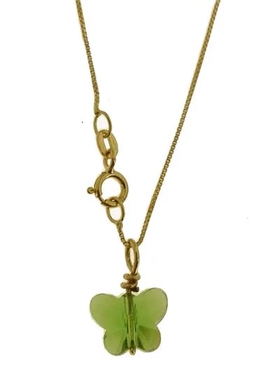 Collana Della Fortuna oro Giallo Donna 18 Kt Carati Ct 750 Farfalla - immagine 15