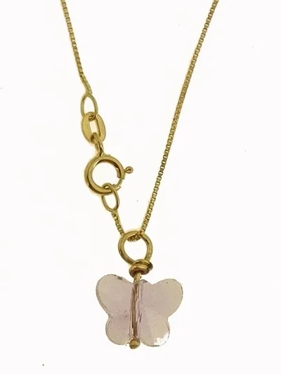 Collana Della Fortuna oro Giallo Donna 18 Kt Carati Ct 750 Farfalla - immagine 16