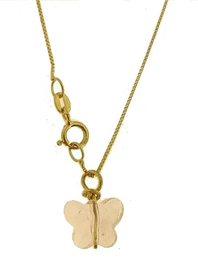Collana Della Fortuna oro Giallo Donna 18 Kt Carati Ct 750 Farfalla - immagine 17