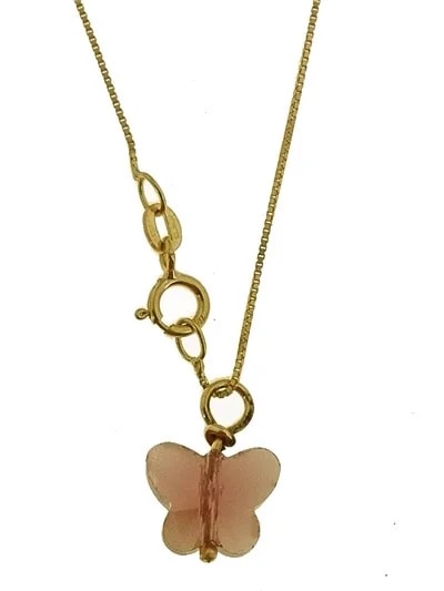 Collana Della Fortuna oro Giallo Donna 18 Kt Carati Ct 750 Farfalla - immagine 18