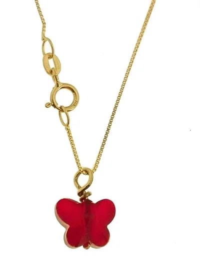 Collana Della Fortuna oro Giallo Donna 18 Kt Carati Ct 750 Farfalla - immagine 19