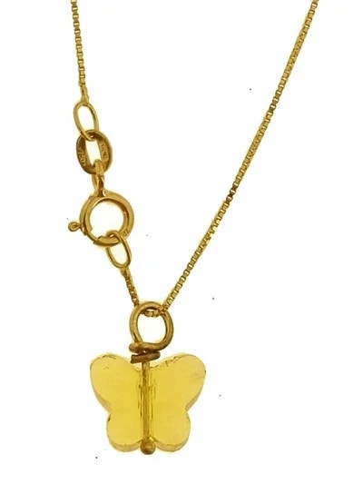 Collana Della Fortuna oro Giallo Donna 18 Kt Carati Ct 750 Farfalla - immagine 20