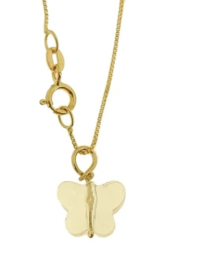 Collana Della Fortuna oro Giallo Donna 18 Kt Carati Ct 750 Farfalla - immagine 21
