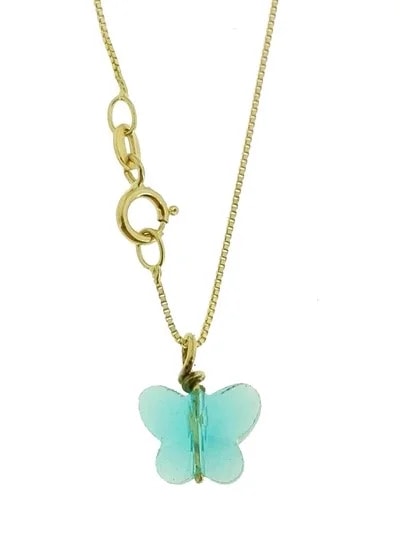 Collana Della Fortuna oro Giallo Donna 18 Kt Carati Ct 750 Farfalla - immagine 22