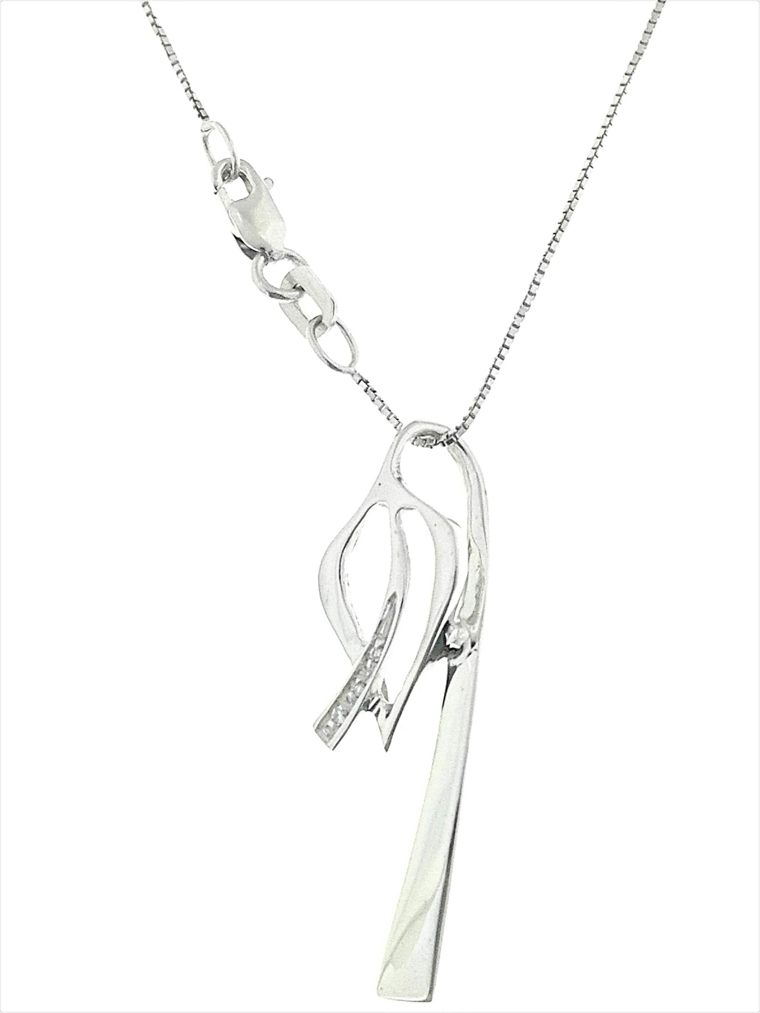 Collana Donna Diamanti Oro Bianco 18 kt Carati 750 3,25 Gr 0,02Ct
