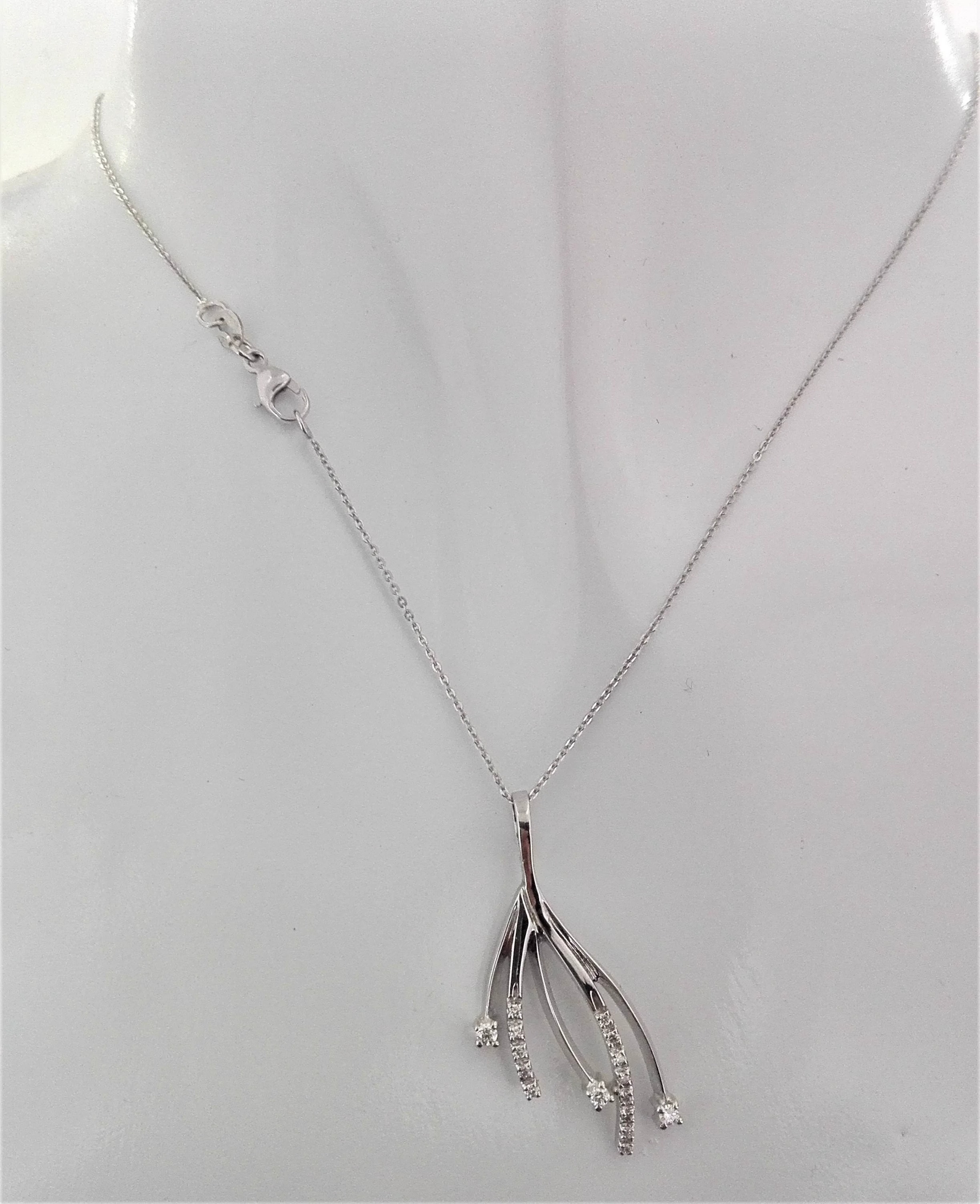 Collana Donna Diamanti Oro Bianco 18 kt Carati 750 3,95 Gr 0,12 CT - immagine 2