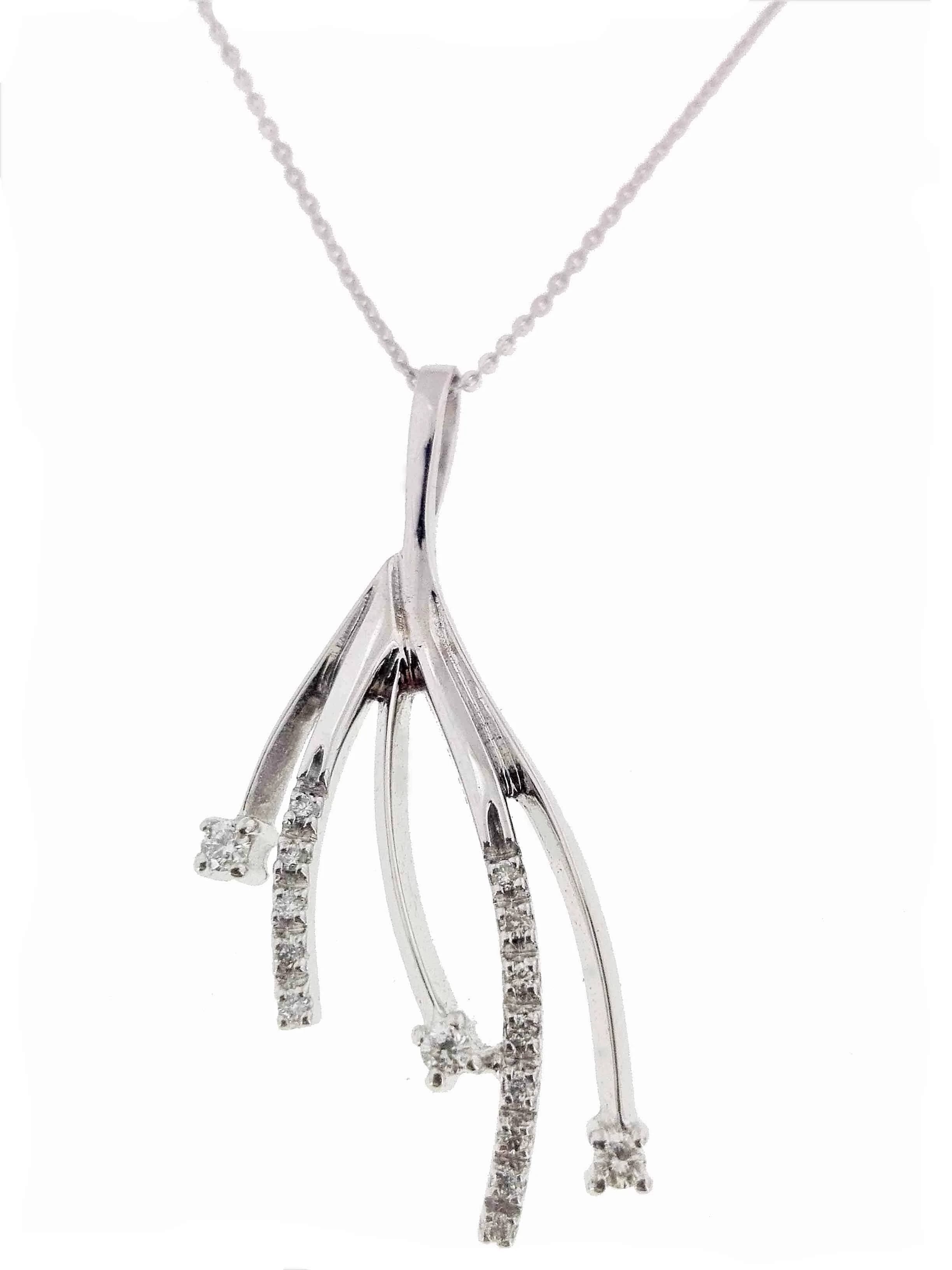 Collana Donna Diamanti Oro Bianco 18 kt Carati 750 3,95 Gr 0,12 CT