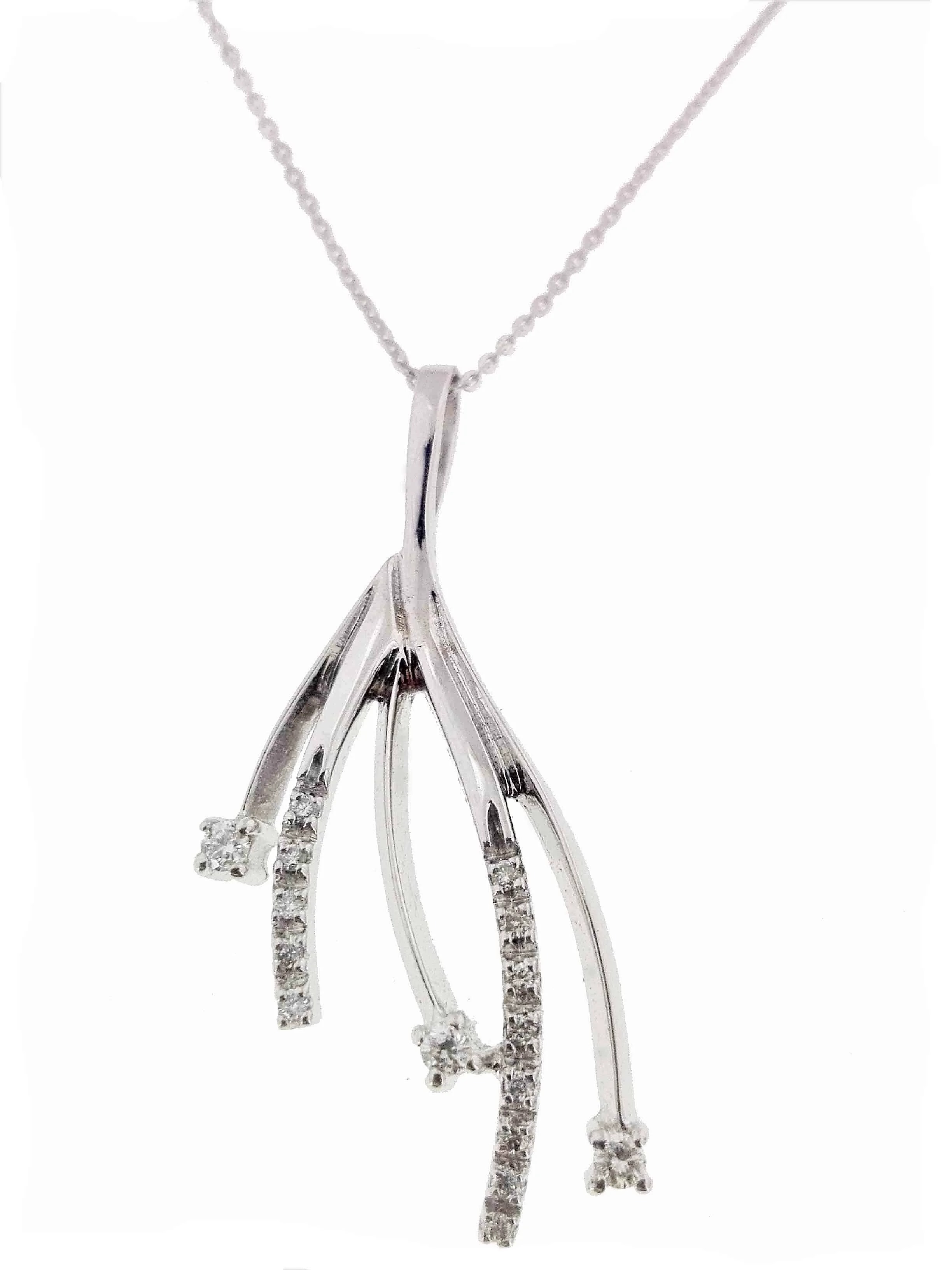 Collana Donna Diamanti Oro Bianco 18 kt Carati 750 3,95 Gr 0,12 CT