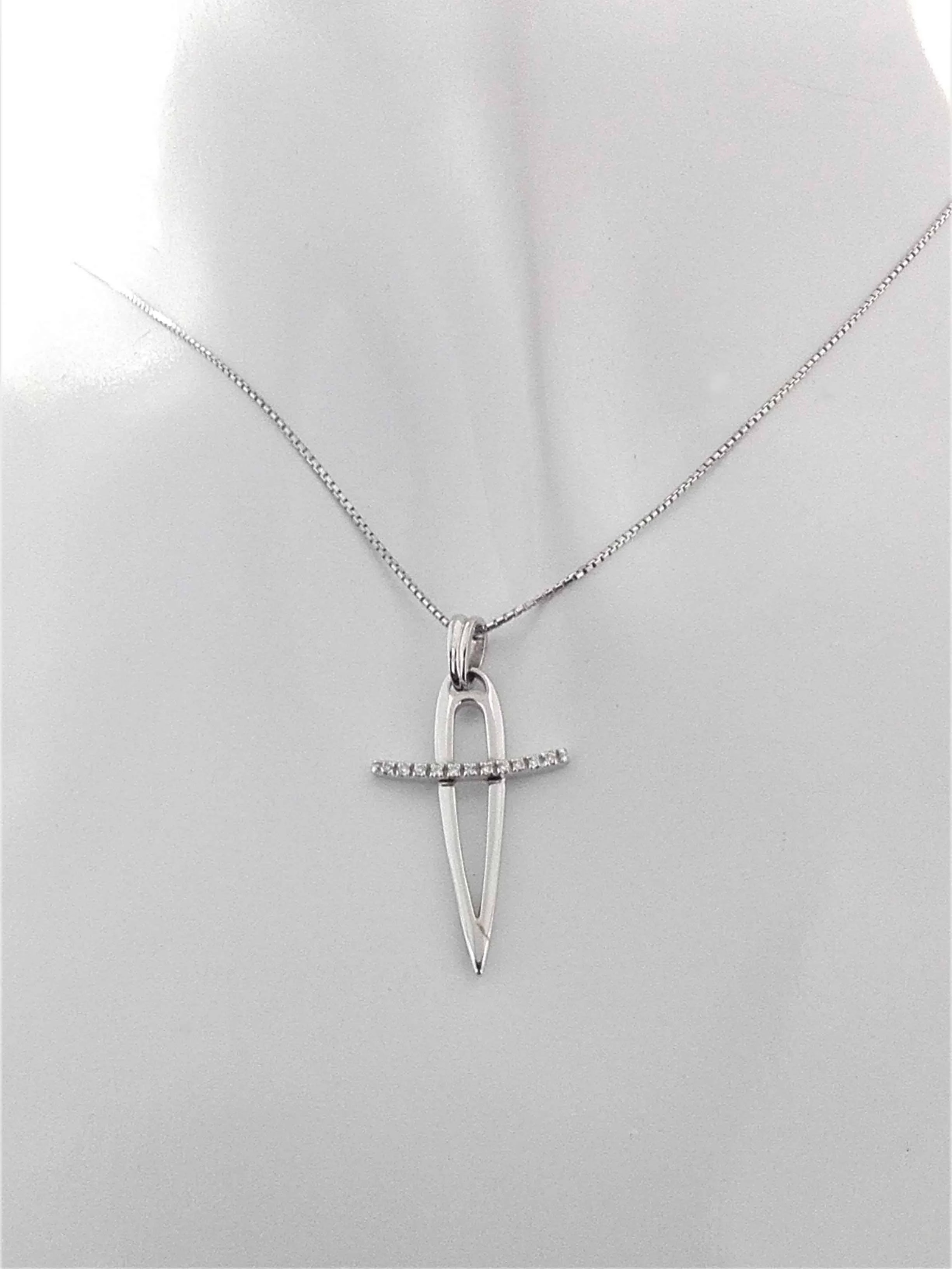 Collana Donna Diamanti Oro Bianco 18 kt Carati 750 5,3 Gr 0,07 CT Croce - immagine 2