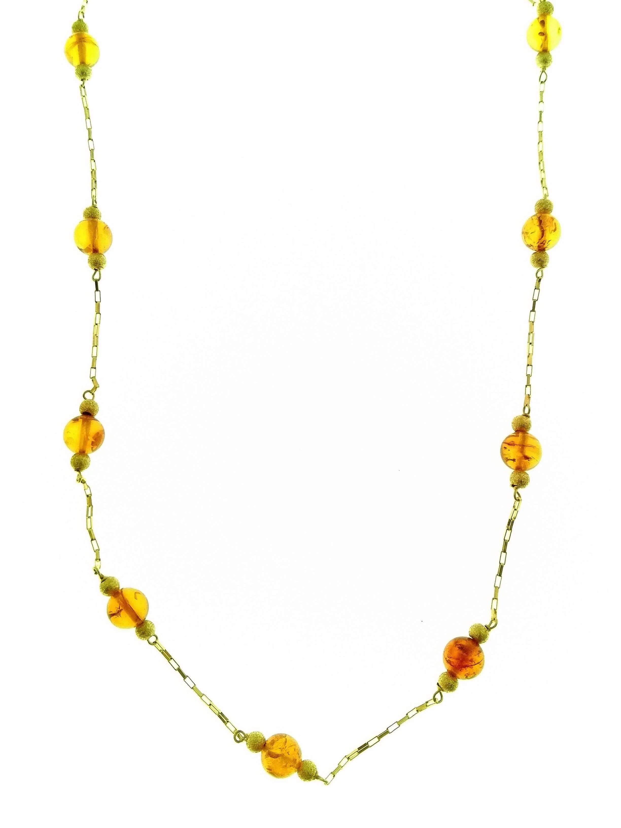 Collana Girocollo Collier Donna Oro Giallo 18 kt Carati Ct 750 5,60 Gr Ambra - immagine 3