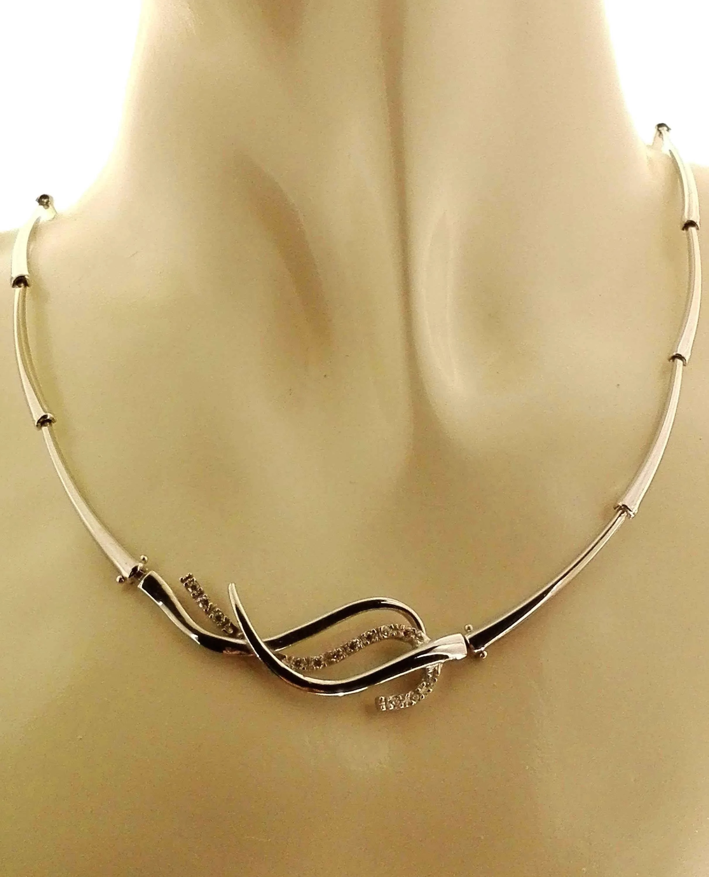 Collana Girocollo Collier Donna Ragazza Oro Bianco 18 Kt Carati Ct 750 14,50 Gr