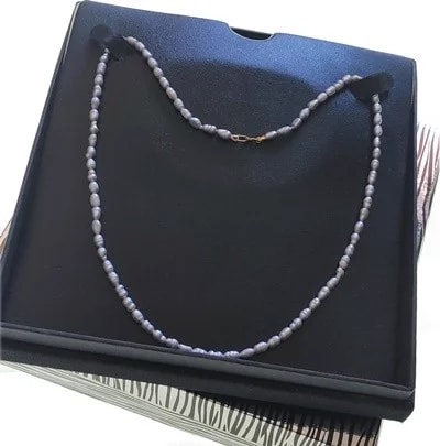 Collana Girocollo Donna 47 Cm Perle Barocche Grigie Oro Giallo 18 Kt Carati Ct 750 - immagine 5